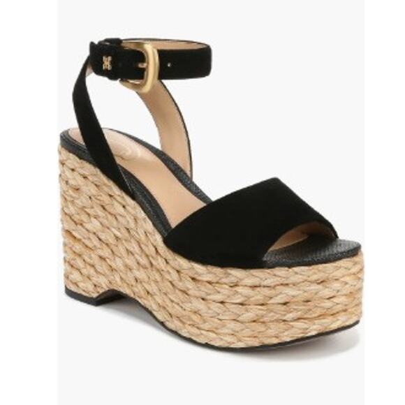 Sam Edelman April Platform Wedge Espadrille Sandal black size 9.5 - Picture 1 of 6